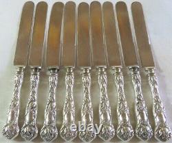 10 Antq Alvin Bridal Rose Sterling Silver Regular Knives Excellent Condition