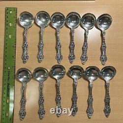 12 Alvin Sterling Silver Orange Blossom Ice Cream Spoons Monogrammed 8.27 oz