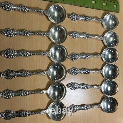 12 Alvin Sterling Silver Orange Blossom Ice Cream Spoons Monogrammed 8.27 oz