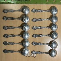 12 Alvin Sterling Silver Orange Blossom Ice Cream Spoons Monogrammed 8.27 oz