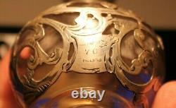 1886-1893 Victorian Alvin Glass & 1000 Fine Silver Overlay Perfume Bottle 4.5