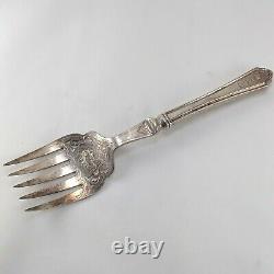 1910 Alvin Hamilton Sterling Silver Floral Etched Cutout Serving Fork Has Mono