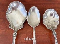 3 Alvin Old Orange Blossom, Towle Candelight, RWS Sterling Silver Serving Spoons