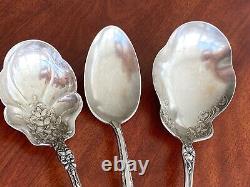 3 Alvin Old Orange Blossom, Towle Candelight, RWS Sterling Silver Serving Spoons