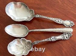 3 Alvin Old Orange Blossom, Towle Candelight, RWS Sterling Silver Serving Spoons