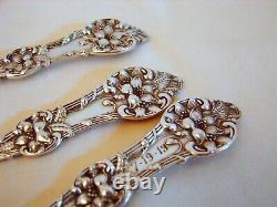 3 Alvin Sterling Silver Orange Blossom Teaspoons, Excellent Cn, 6in withmono 1905