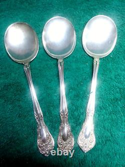 3 Sterling Silver Alvin Chateau Rose Soup/ Gumbo Spoons 6 1/4