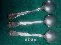 3 Sterling Silver Alvin Chateau Rose Soup/ Gumbo Spoons 6 1/4