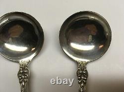 3 Vtg Alvin Orange Blossom Old Sterling Round Bowl Soup Spoons 4-7/8 No Mono