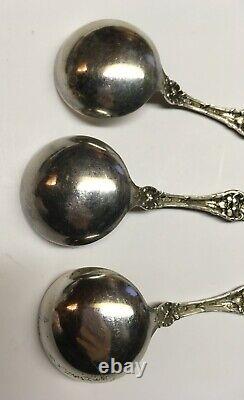 3 Vtg Alvin Orange Blossom Old Sterling Round Bowl Soup Spoons 4-7/8 No Mono