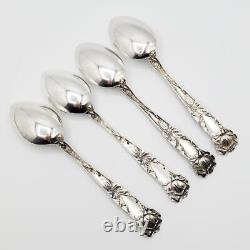 4 Alvin Bridal Rose sterling Coffee Spoons 5 1/8 1903