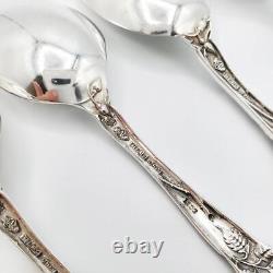 4 Alvin Bridal Rose sterling Coffee Spoons 5 1/8 1903