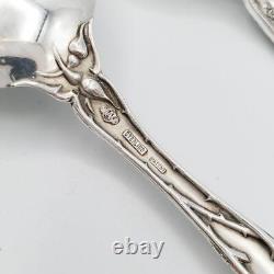 4 Antique Alvin Bridal Rose Cream Gumbo BIG Soup Spoons 6 7/8 Art Nouveau 1903