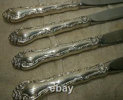 4 vintage Alvin French Scroll sterling silver DINNER KNIFE 9 3/4 No Mono
