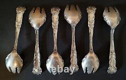 6 Alvin Bridal Rose Ice Cream Spoons / Forks / Sporks Sterling Silver 5 1/4