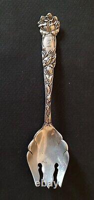6 Alvin Bridal Rose Ice Cream Spoons / Forks / Sporks Sterling Silver 5 1/4