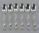 6 Alvin Bridal Rose Sterling Silver Coffee Spoons Art Nouveau 5 1/8 In