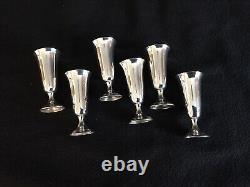 6 Alvin Sterling silver Cordials & Sterling Rimmed Laminated Plastic Tray