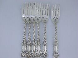 6 Sterling Silver ALVIN Salad Forks BRIDAL ROSE 1903 no mono