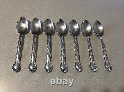 7 Alvin Sterling Silver French Scroll Teaspoons 5 7/8 No Monogram