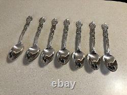 7 Alvin Sterling Silver French Scroll Teaspoons 5 7/8 No Monogram