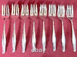 8 Alvin Sterling Silver Spring Bud 6-5/8 Salad Forks -Mid Century Modern Design