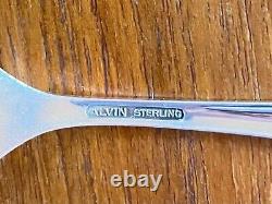 8 Alvin Sterling Silver Spring Bud 6-5/8 Salad Forks -Mid Century Modern Design