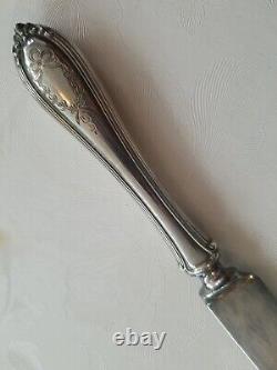 ALVIN Dinner Fork & Old French Knife with Bolster Evangeline #7 Sterling 1910