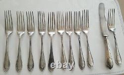 ALVIN Dinner Fork & Old French Knife with Bolster Evangeline #7 Sterling 1910