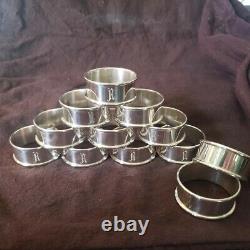 ALVIN Sterling Silver Set 6 Round NAPKIN RING R Monogram 2 Sets available