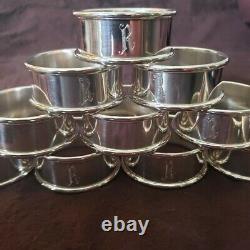 ALVIN Sterling Silver Set 6 Round NAPKIN RING R Monogram 2 Sets available