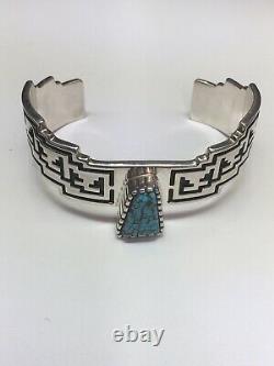ALVIN TSO Navajo Sterling Silver Navajo Number 8 Turquoise Cuff Bracelet 6 3/8