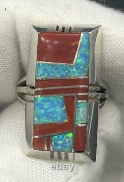 ALVIN YELLOWHORSE Navajo Multi-stone Sterling Silver Ring Size 6