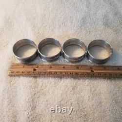 ALVIN sterling Silver set 4 Round NAPKIN RINGS Bead & Scroll Decoration No Mono