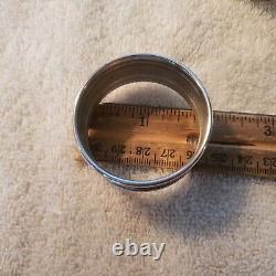 ALVIN sterling Silver set 4 Round NAPKIN RINGS Bead & Scroll Decoration No Mono
