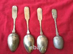 ANTIQUE STERLING SILVER SPOON LOT of (4) JS 1800's Alvin