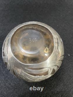 Alvin. 999 Silver Overlay Perfume Scent Bottle Art Nouveau 4 with top