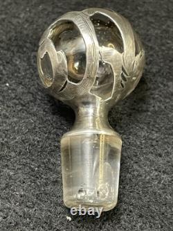 Alvin. 999 Silver Overlay Perfume Scent Bottle Art Nouveau 4 with top