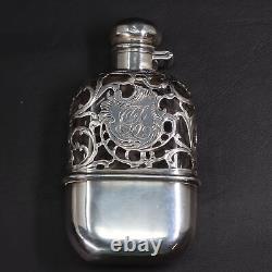 Alvin Art Nouveau Sterling Silver Overlay 4 Purse Liquor Flask 141gr 1890's