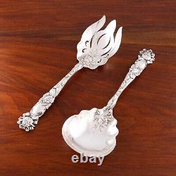 Alvin Art Nouveau Sterling Silver Salad Serving Set Bridal Rose 1903