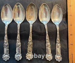 Alvin Bridal Rose Sterling Silver 5 Teaspoons Spoons Not Monogrammed All 1 Bid