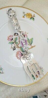 Alvin Bridal Rose Sterling Silver Cold Meat Serving Fork Mono F 9