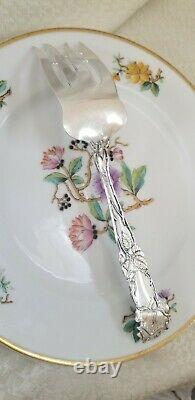 Alvin Bridal Rose Sterling Silver Cold Meat Serving Fork Mono F 9