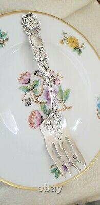 Alvin Bridal Rose Sterling Silver Cold Meat Serving Fork Mono F 9