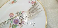 Alvin Bridal Rose Sterling Silver Cold Meat Serving Fork Mono F 9