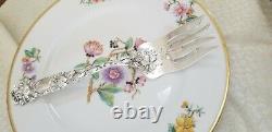 Alvin Bridal Rose Sterling Silver Cold Meat Serving Fork Mono F 9