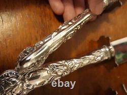 Alvin Bridal Rose Sterling Silver Handle Carving Set of 3 Large 14 3/8