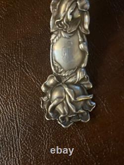 Alvin Bridal Rose Sterling Silver Serving Spoon 9 in initial B 116 gr