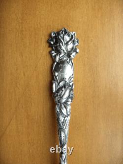 Alvin Bridal Rose sterling silver large cold meat fork1903Art Nouveau floral