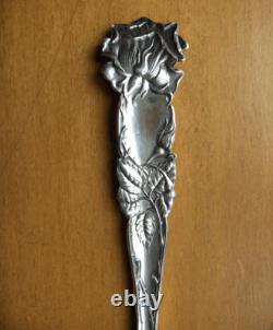Alvin Bridal Rose sterling silver large cold meat fork1903Art Nouveau floral